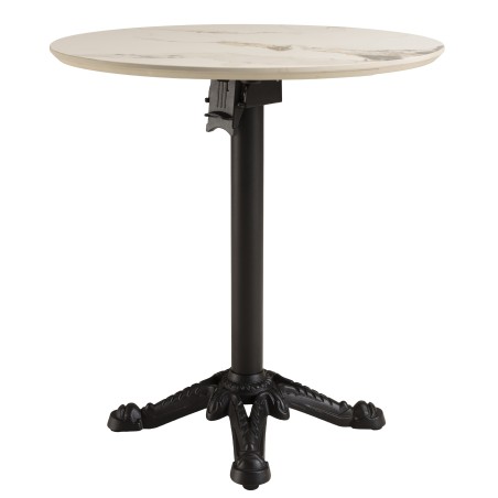 ICARE - Conjunto n.º 1: mesa bistró D70cm plegable de cerámica marmoleado claro