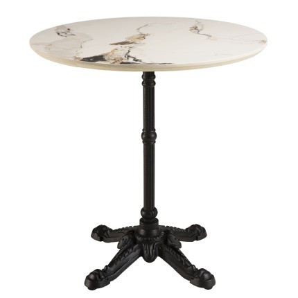 ICARE - Set Nr. 2: Bistrotisch D70cm aus Keramik hell marmoriert
