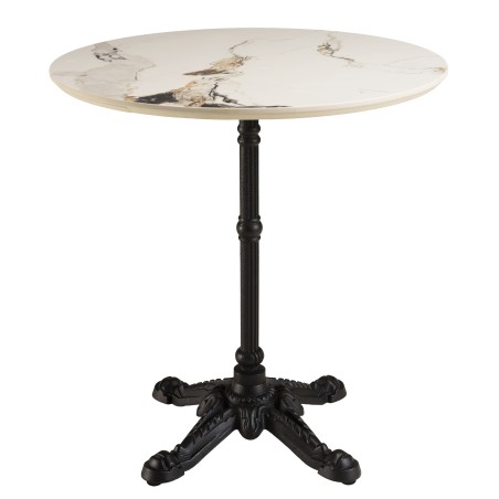 Table bistrot D70cm en céramique marbré clair | Professionnel et particulier