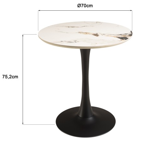 ICARE - Set no. 3: bistro table D70cm in light marbled ceramic