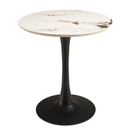 ICARE - Set no. 3: bistro table D70cm in light marbled ceramic