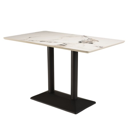ICARE - Set nr. 1: bistrotafel rechthoekig 120x70cm van keramiek licht gemarmerd