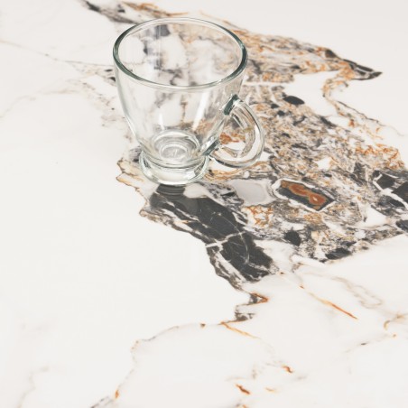ICARE - Set n. 1: tavolo bistrot rettangolare 120x70cm in ceramica marmorizzato chiaro