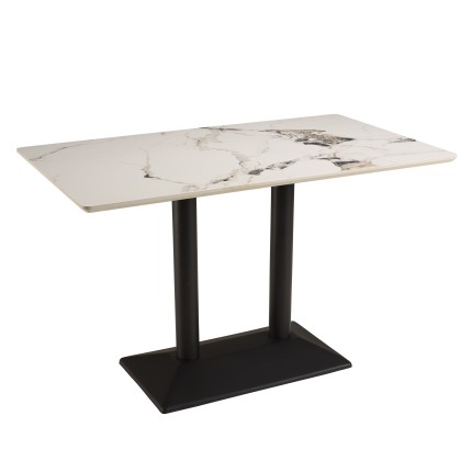 ICARE - Set n. 1: tavolo bistrot rettangolare 120x70cm in ceramica marmorizzato chiaro
