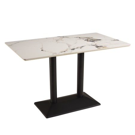 ICARE - Set n. 1: tavolo bistrot rettangolare 120x70cm in ceramica marmorizzato chiaro
