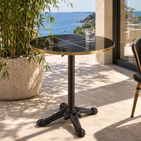 ICARE - Conjunto n.º 1: mesa bistró D70cm plegable de cerámica marmoleado negro