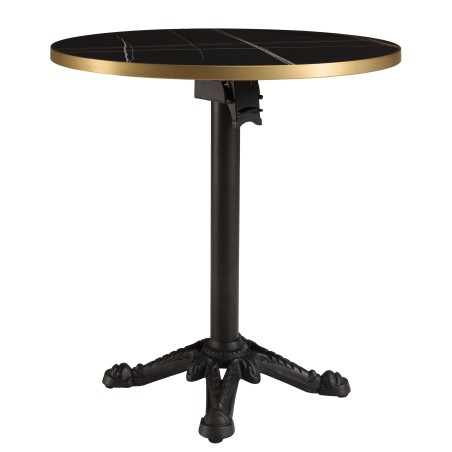 ICARE - Set Nr. 1: Bistrotisch D70cm klappbar aus Keramik schwarz marmoriert