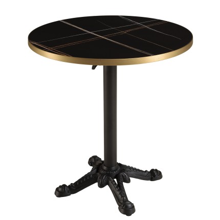 ICARE - Set n. 1: tavolo bistrot D70cm pieghevole in ceramica marmorizzato nero