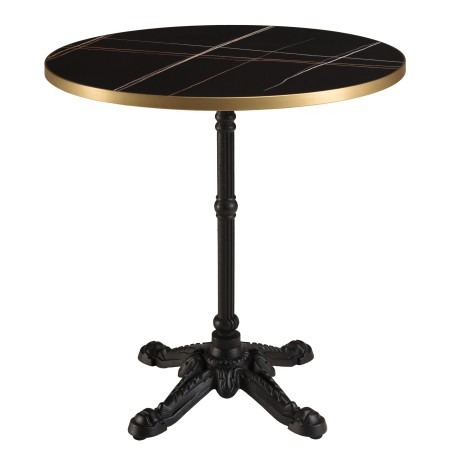 ICARE - Set n. 2: tavolo bistrot D70cm in ceramica marmorizzato nero