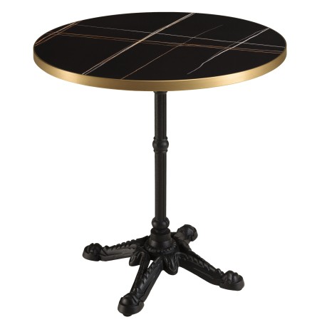 ICARE - Set Nr. 2: Bistrotisch D70cm aus Keramik schwarz marmoriert