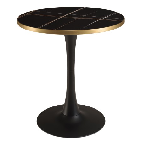 ICARE - Set n. 3: tavolo bistrot D70cm in ceramica marmorizzato nero