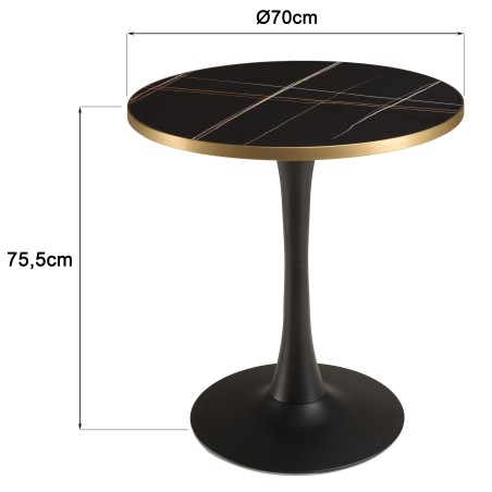 ICARE - Set no. 3: bistro table D70cm in black marbled ceramic