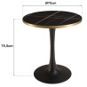 ICARE - Ensemble n°3: table bistrot D70cm en céramique marbré noir