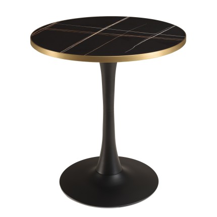 ICARE - Set n. 3: tavolo bistrot D70cm in ceramica marmorizzato nero