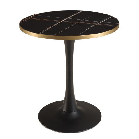 ICARE - Set Nr. 3: Bistrotisch D70cm aus Keramik schwarz marmoriert