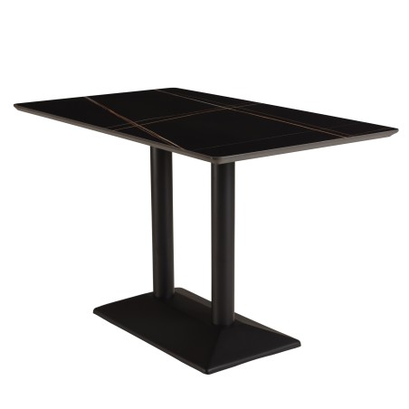 ICARE - Set n. 1: tavolo bistrot rettangolare 120x70cm in ceramica marmorizzato nero