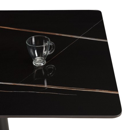 ICARE - Set n. 1: tavolo bistrot rettangolare 120x70cm in ceramica marmorizzato nero