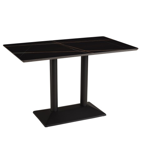 ICARE - Set Nr. 1: Bistrotisch rechteckig 120x70cm aus Keramik schwarz marmoriert