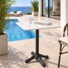 ICARE - Set n. 1: tavolo bistrot 70x70cm pieghevole in ceramica marmorizzato bianco