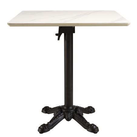 ICARE - Set no. 1: folding bistro table 70x70cm in white marbled ceramic