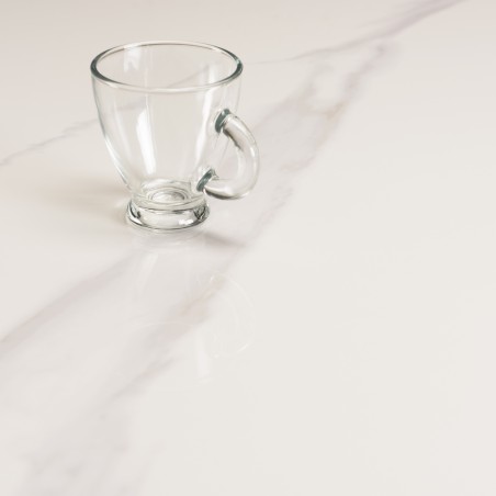 ICARE - Conjunto n.º 1: mesa bistró 70x70cm plegable de cerámica marmoleado blanco