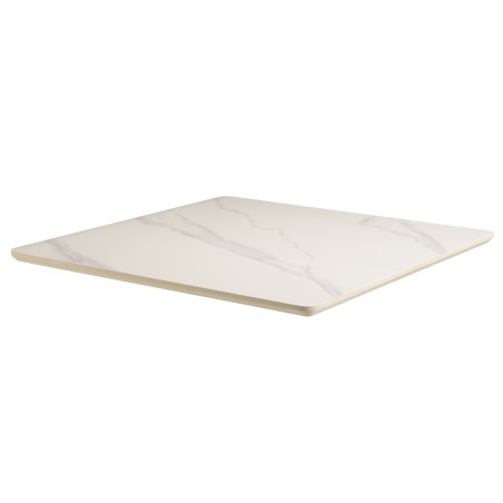 ICARE - Set Nr. 1: Bistrotisch 70x70cm klappbar aus Keramik weiß marmoriert