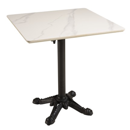 ICARE - Set Nr. 1: Bistrotisch 70x70cm klappbar aus Keramik weiß marmoriert