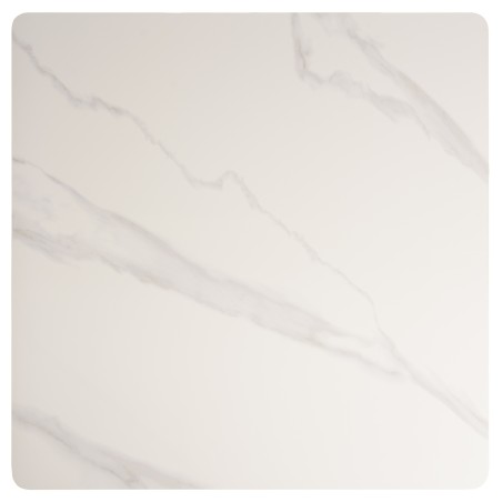ICARE - Conjunto n.º 2: mesa bistró 70x70cm de cerámica marmoleado blanco
