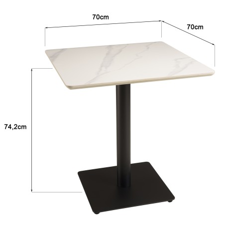 ICARE - Set no. 2: bistro table 70x70cm in white marbled ceramic