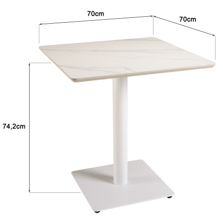 ICARE - Set no. 3: bistro table 70x70cm in white marbled ceramic