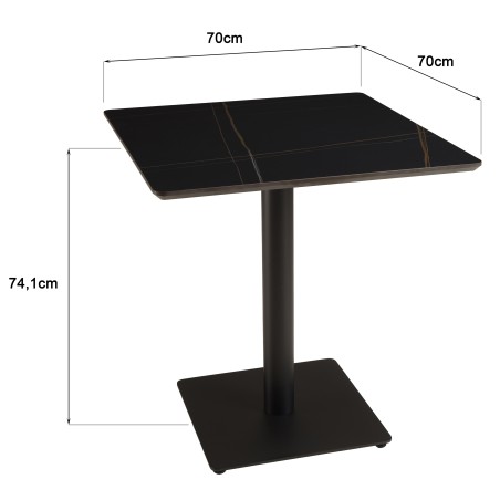 ICARE - Set no. 2: bistro table 70x70cm in black marbled ceramic