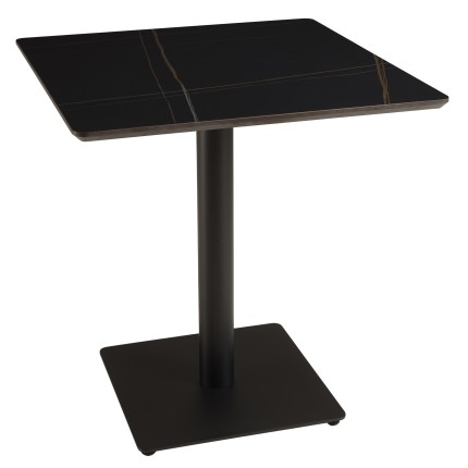 ICARE - Set n. 2: tavolo bistrot 70x70cm in ceramica marmorizzato nero