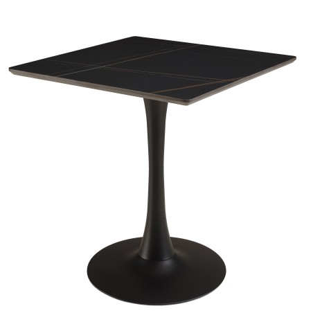 ICARE - Conjunto n.º 3: mesa bistró 70x70cm de cerámica marmoleado negro