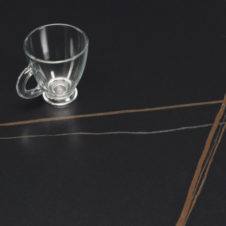 ICARE - Set Nr. 3: Bistrotisch 70x70cm aus Keramik schwarz marmoriert
