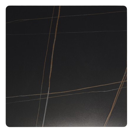 ICARE - Conjunto n.º 3: mesa bistró 70x70cm de cerámica marmoleado negro