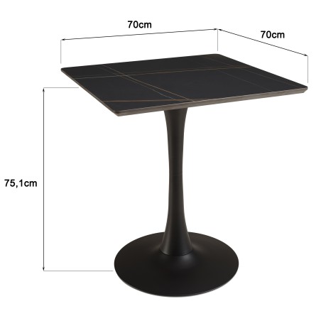 Table bistrot en céramique marbré noir | Meubles Macabane