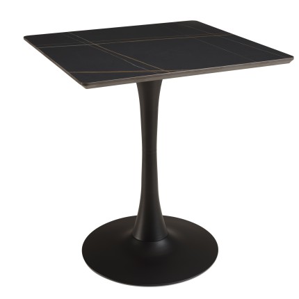 ICARE - Conjunto n.º 3: mesa bistró 70x70cm de cerámica marmoleado negro
