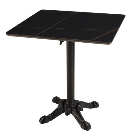 ICARE - Set no. 1: folding bistro table 70x70cm in black marbled ceramic
