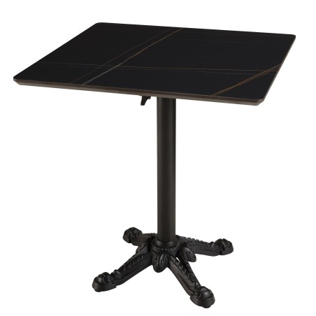 ICARE - Set n. 1: tavolo bistrot 70x70cm pieghevole in ceramica marmorizzato nero