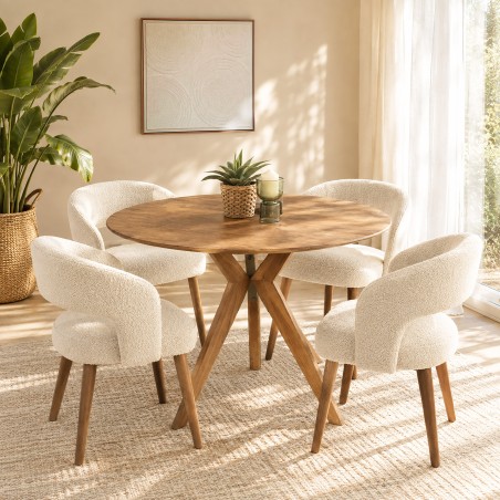 Table à manger ronde en bois de teck recyclé D100cm | Macabane