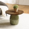 60x60 cm coffee table in mango wood with green enamel finish | Macabane Furniture