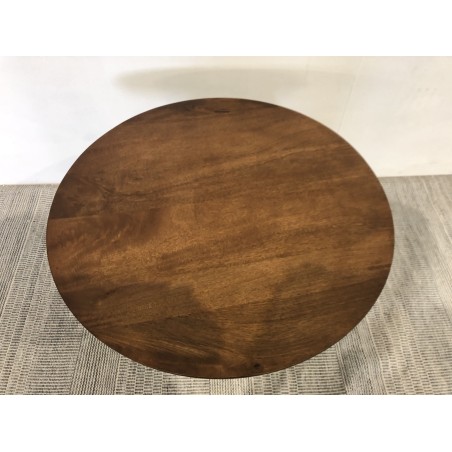 Table basse 60x60 cm en manguier et émail vert | Meubles Macabane