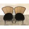 Seconde main - Lot de 2 chaises  - Assise tissu noir - Effet cannage