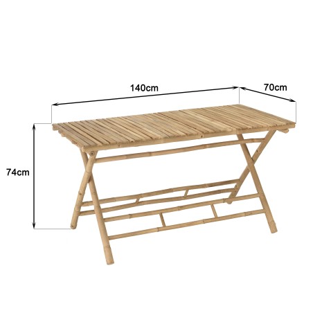 Table à manger pliante en bambou 140x70cm | Meubles Macabane