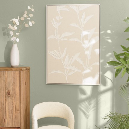 SECONDE MAIN - Décoration murale 83x123cm motifs fleurs n°2, cadre naturel