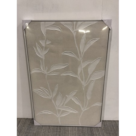 SECONDE MAIN - Décoration murale 83x123cm motifs fleurs n°2, cadre naturel