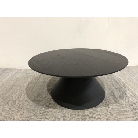DALY Black Round Coffee Table 78x78cm - Tapered Metal Legs