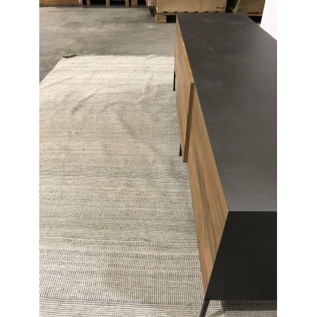 MAXENCE TV Stand with 2 Doors and 1 Drawer - Recycled Teak Wood and Anthracite Grey Metal Legs