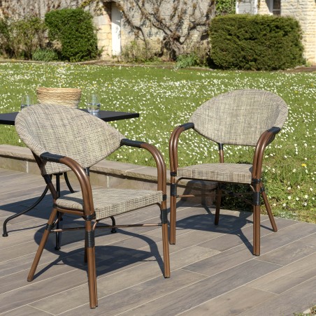 VIANNEY - Set of 2 Taupe Steel Bistro Garden Chairs