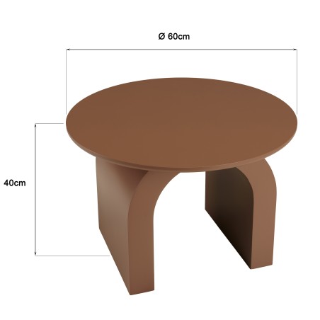 Runder Couchtisch aus terrakottafarben lackiertem Holz D60cm | Macabane